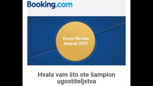 Certifikát, hodnocení, plakát nebo jiný dokument vystavený v ubytování LukaDora