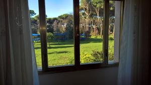 ヴィアレッジョにあるCasa della pinetaの緑地の景色を望む開口窓