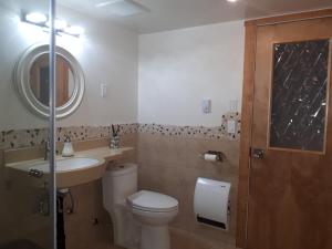 a bathroom with a toilet and a sink at Sacred Pilgrimage Studio in Metchosin +19 photos