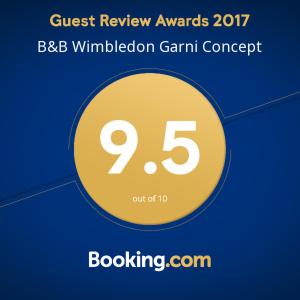 Certifikát, hodnocení, plakát nebo jiný dokument vystavený v ubytování B&B Wimbledon Garni Concept