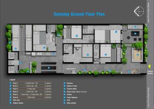 a plan of the ground floor of the samiry ground floor plan at Samstay in Tuy Hoa