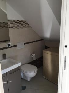 mała łazienka z toaletą i umywalką w obiekcie Villa Asia Holiday Home w mieście SantʼAgata sui Due Golfi +31 zdjęć