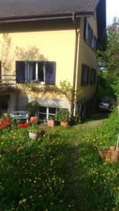 a house with a yard with flowers in front of it at B&B am Park in Rheinfelden