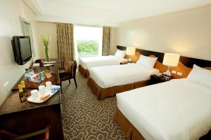 a hotel room with two beds and a television at Hotel Elizabeth Cebu in Cebu City +126 photos
