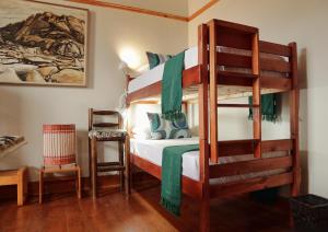 a bedroom with a bunk bed with a ladder at Mr Pell's House Self-Catering Accommodation in Jeffreys Bay