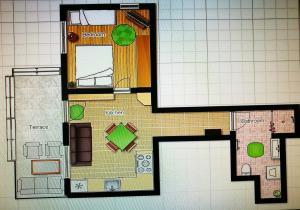 a floor plan of a house with at Apartment Patrícia with garden in Budapest