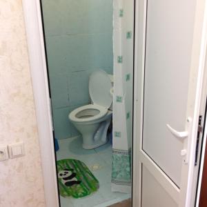 アドレルにあるVictoria Plus Guest Houseの小さな部屋にバスルーム(トイレ付)があります。