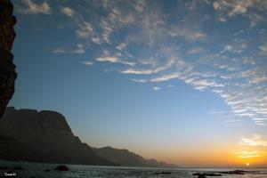 a view of the sunset from the beach at Casa Lola in Agaete