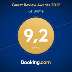 Certifikát, hodnocení, plakát nebo jiný dokument vystavený v ubytování Le Dome