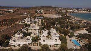 an aerial view of a large building on a beach at Surfing Beach Village Paros in Santa Maria