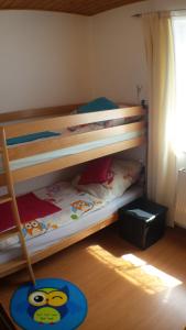 two bunk beds in a room with a rug at Ferienwohnung Katzenberger in Beverungen