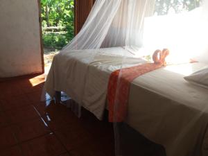 een slaapkamer met een hemelbed bij Hostal La Gloria in Mérida