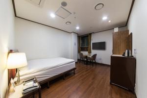 a room with a bed and a desk and a tv at Youngbin Hotel in Seoul