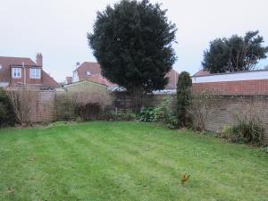 a yard with a brick wall and a tree at No 9 in Bognor Regis