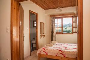 1 dormitorio con cama y ventana en Niki Apartments, en Chrani