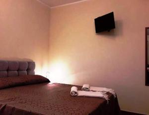 a bedroom with a bed and a television on the wall at Villa Lucia in Lampedusa