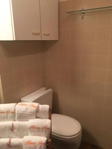 La salle de bains est pourvue de toilettes et de serviettes. dans l'établissement Apartment im Alpendorf, à Sankt Johann im Pongau