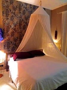 ローマにあるAnna Vì Guest Homeのベッドルーム(蚊帳付きのベッド付)