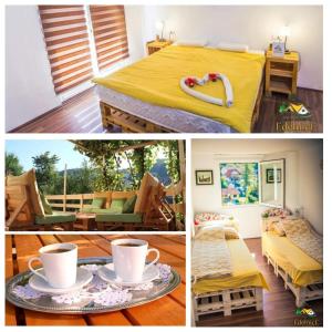 un collage de fotos de un dormitorio y una cama en Guesthouse Edelnice, en Gornja Trepča