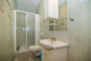 a bathroom with a sink and a toilet and a shower at Apartments Galic in Pisak