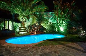 a swimming pool in a yard at night at African Kwela Guest House in Windhoek +37 photos