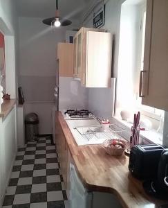 a kitchen with a counter with a stove top oven at La Lodge Victoria -Vieille Ville & Pépinière -50m2 in Nancy