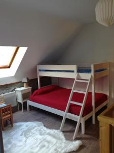 サン・ラリー・スランにある"La grange" - T4 Saint-Lary-Soulanのベッドルーム1室(二段ベッド2台、はしご付)