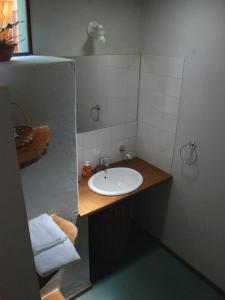 a bathroom with a sink and a mirror at Surucua Reserva & Ecolodge in Comandante Andresito
