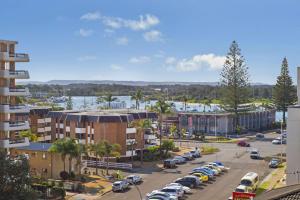 an aerial view of a city with a parking lot at Sundial 602 8-10 Hollingworth Street in Port Macquarie