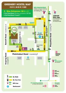 a map of the greenway hospital map at Greenery Hostel in Bangkok