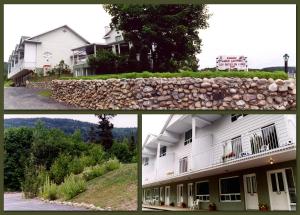 a collage of three pictures of a house at Les Suites de L'Anse in Tadoussac