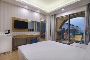 TV a/nebo společenská místnost v ubytování Dosinia Luxury Resort-Ultra All Inclusive