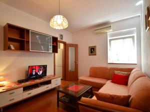 a living room with a couch and a flat screen tv at Apartment Tihomir-2 by Interhome in Veprinac