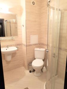 ブルガスにあるFamily Aparthotel Vintegraのバスルーム(トイレ、洗面台、シャワー付)