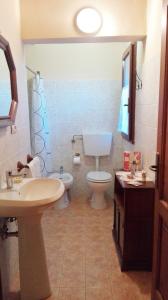 La salle de bains est pourvue de toilettes et d'un lavabo. dans l'établissement Podere Il Leccione, à Palaia