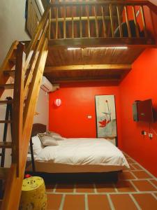 Postel nebo postele na pokoji v ubytování Zhu Shan Homestay