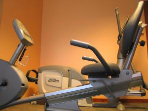 a gym with two exercise bikes in a room at Hotel Pineta Palace in Rome