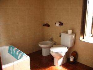 a bathroom with a toilet and a tub and a sink at Brañuelas, Estacion 1 in Brañuelas +30 photos
