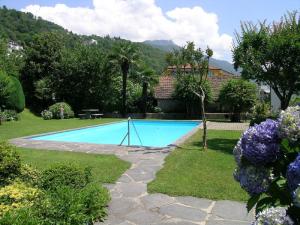 een zwembad in de tuin van een huis bij Fiona in Locarno