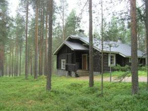 una pequeña cabaña de madera en medio de un bosque en Holiday Home Kangastus a by Interhome en Suomutunturi