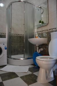 a bathroom with a shower and a toilet and a sink at Apartment Dakic in Herceg-Novi +53 photos