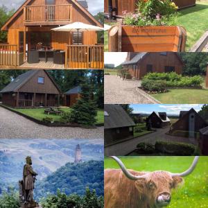 a collage of pictures of a barn with a cow at La Fortuna Lodges in Stirling