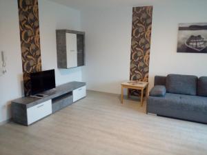 a living room with a couch and a television at Ferienwohnung im Haus "Maria Anna" in Bad Ems