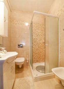 łazienka z prysznicem, toaletą i umywalką w obiekcie Apartments Andela w mieście Brseč