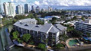 an aerial view of a building in a city at Paradise Island Resort in Gold Coast