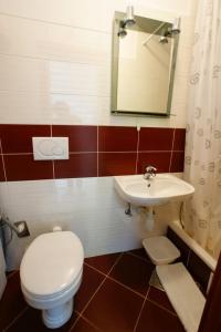 uma casa de banho com um WC e um lavatório em Apartment Radunić em Kaštela