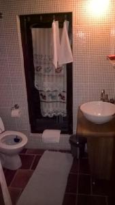 a bathroom with a sink and a toilet at Stara Iža in Selišće Sunjsko