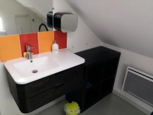 ein Bad mit einem Waschbecken und einem Spiegel in der Unterkunft Appartements T2 Proche de Rennes in Chantepie