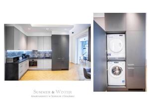 Kuchyňa alebo kuchynka v ubytovaní Family Luxury Wonder Heaven Apartment, 50m to M Cassino, first with 3 badrooms&studio, second with 2 badrooms&studio, parking w cenie