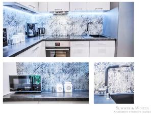 Kuchyňa alebo kuchynka v ubytovaní Family Luxury Wonder Heaven Apartment, 50m to M Cassino, first with 3 badrooms&studio, second with 2 badrooms&studio, parking w cenie